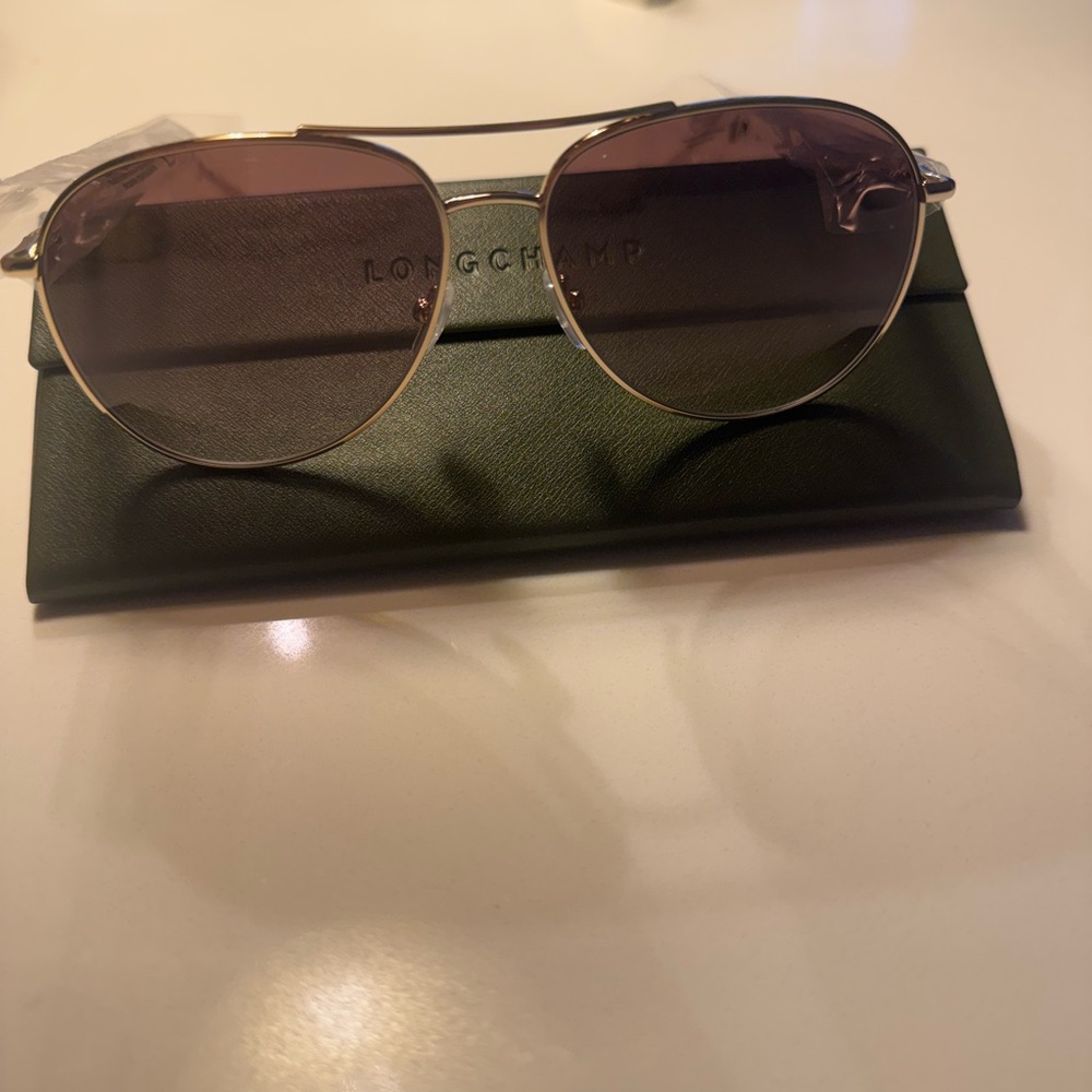 Longchamp Men's Gold Frame Sunglasses with Brown Gradient Lenses
